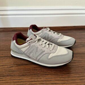 Figs New Balance Grey Burgundy Lace Up Sneakers Women's Shoe 6.5